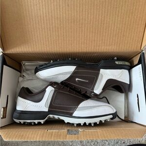 Nike Men’s Brown and White Athletic Golf Shoes
